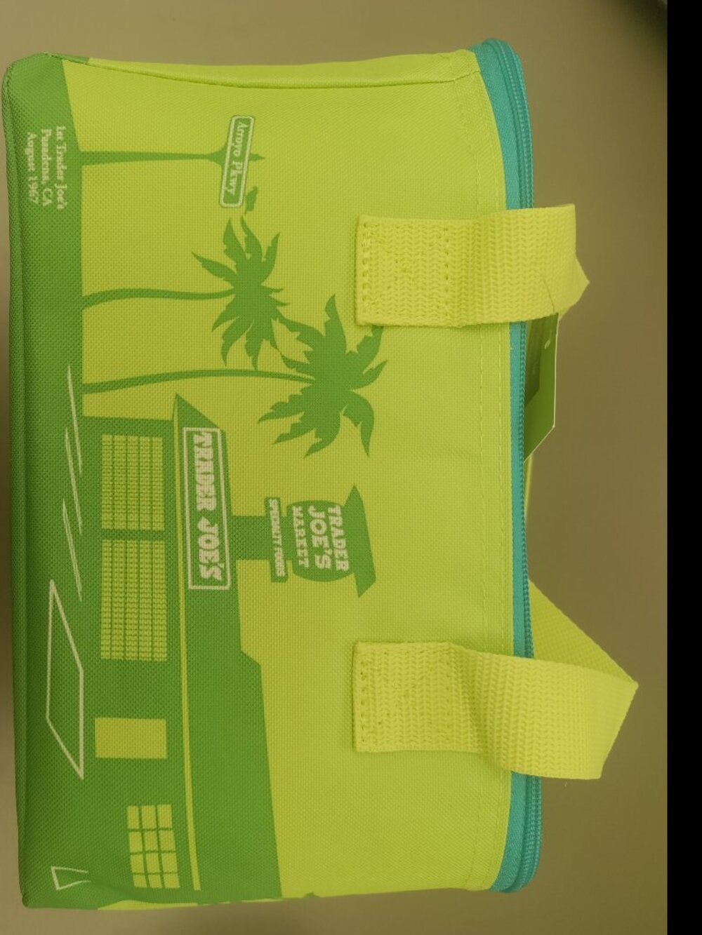 Trader Joe's Summer Insulated Mini Green with Palm Trees Tote